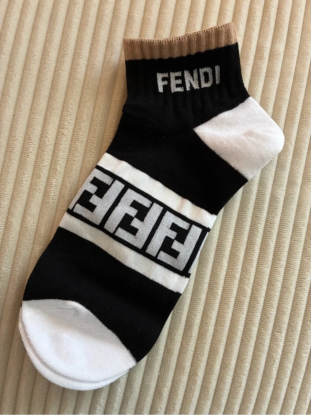 Fendi Black & White Ankle Logo Socks